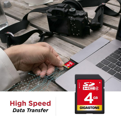 GIGASTONE 4GB SD Card SDHC Class 4 Memory Card for Photo Video Music Voice File DSLR Camera DSC Camcorder Recorder Playback PC Mac POS, with 1 Mini case