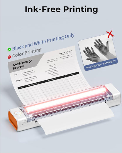 Phomemo Portable Printers Wireless for Travel, M08F Thermal Bluetooth Printer Support for 8.5"x11" US Letter, Small Inkless Printer Compatible with iOS, Android, Laptop for Car, Office, Home