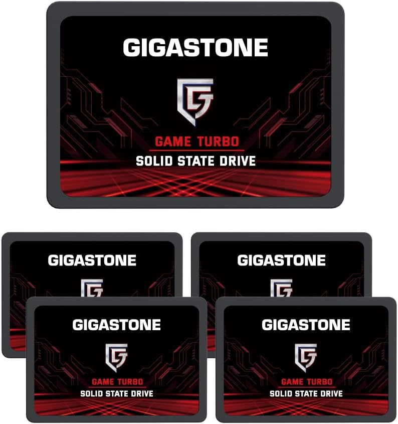 Gigastone SATA SSD 256GB (5-Pack) 2.5 inch SSD 520MB/s Upgrade Laptop PC Memory and Storage PS4 HDD Replacement 2.5" Internal Solid State Hard Drives SATA III SLC Cache 3D NAND Game Turbo Performance