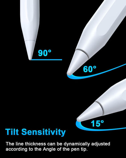 Stylus Pen for iPad 9th&10th - Type-c Charging Pencil for ipad Palm Rejection Active Pen Compatible with (2018-2025) Apple iPad 6/7/8/9/10/11(A16), Air 3/4/5/M2/M3, Mini 5/6, Pro 11"/12.9"/M4 (White)