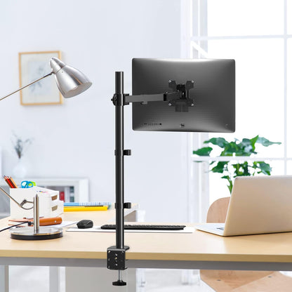 WALI Monitor Arm Mount for Desk, Single Extra Tall Computer Desk Mount, Monitor Bracket Mount Stand Single, up to 32 inch, 22 lbs (M001XL), Black