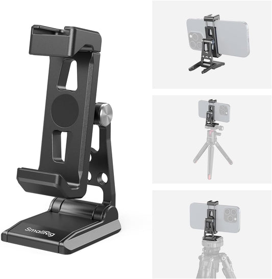 SMALLRIG Metal Phone Tripod Mount, Cell Phone Mount with Quick Release Adapter for Arca-Swiss, Multifunctional Phone Holder for Arca-Type Tripod, for DJI RS 3 Mini Stabilizer, for iPhone 17 16-4611