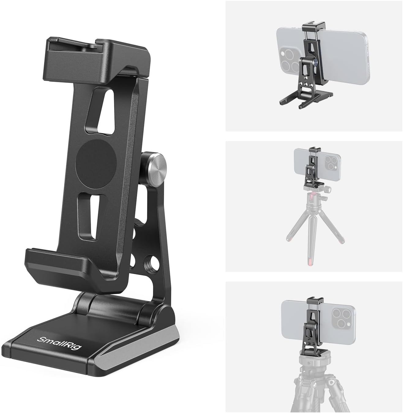 SmallRig Metal Phone Tripod Mount with Quick Release Adapter for Arca and Cold Shoes, Universal Cell Phone Stand for Desk, for DJI RS 3 mini Stabilizer, for iPhone - 4611
