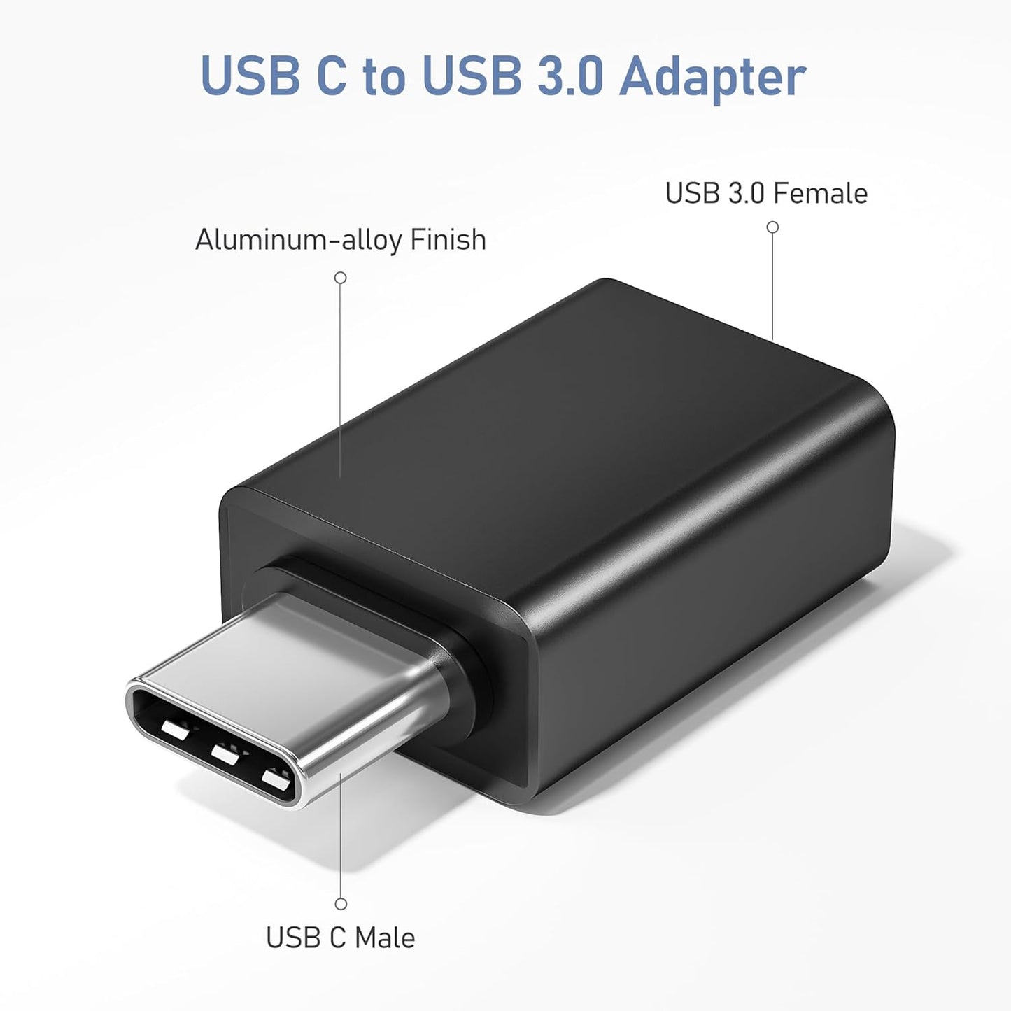 Basesailor USB C to USB Adapter 3Pack,USB C Male to USB A 3.0 Female Adapter,Type C Thunderbolt 4 OTG Converter for Apple MacBook Pro,Mac Book,iPad,Microsoft Surface Go,Samsung Galaxy S25,iPhone 17 16