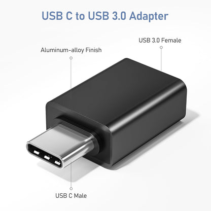 Basesailor USB C to USB Adapter 3Pack,USB C Male to USB A 3.0 Female Adapter,Type C Thunderbolt 4 OTG Converter for Apple MacBook Pro,Mac Book,iPad,Microsoft Surface Go,Samsung Galaxy S25,iPhone 17 16