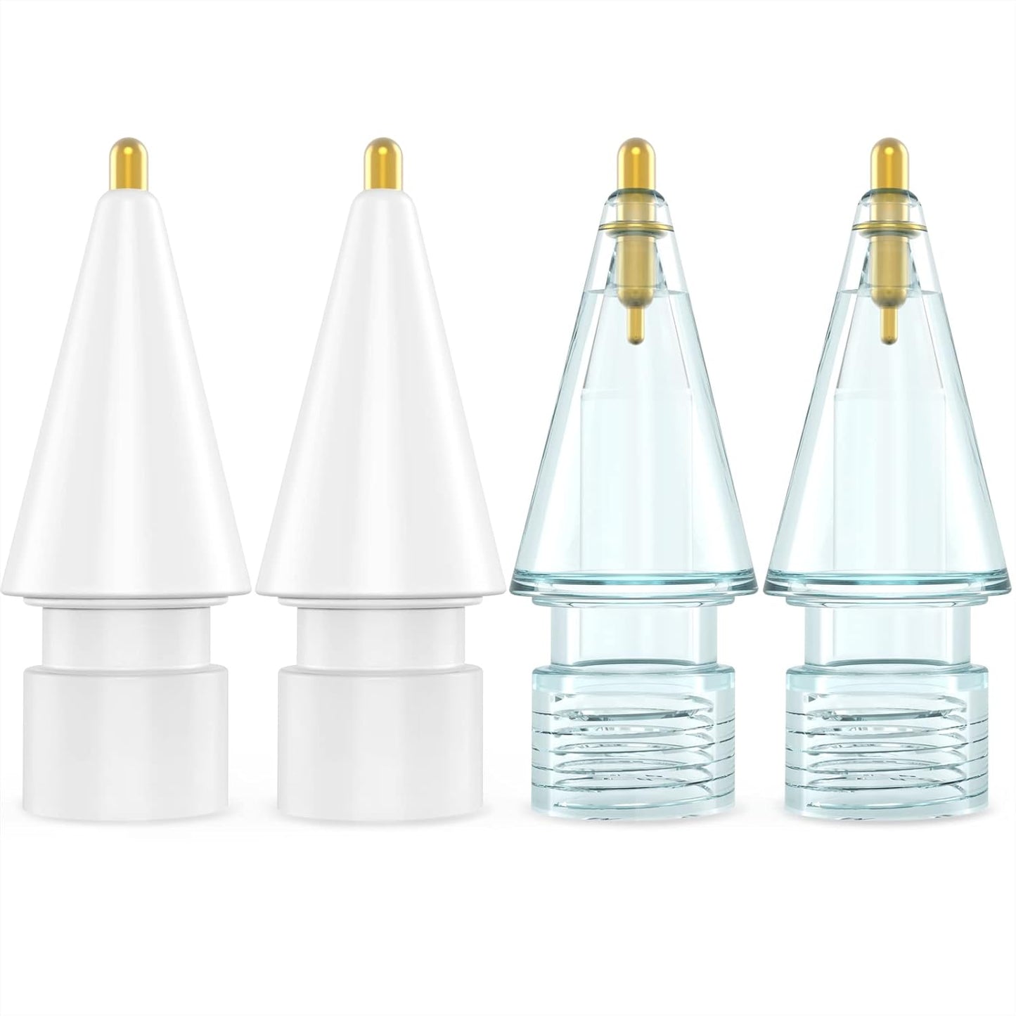 NIUTRENDZ 4 Pack Replacement Tips for Apple Pencil 2nd Generation and 1st Generation Fine Point Metal Tip, Wear-Resistant & Precise Control (1.95mm, White + Blue)