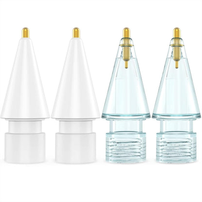 NIUTRENDZ 4 Pack Replacement Tips for Apple Pencil 2nd Generation and 1st Generation Fine Point Metal Tip, Wear-Resistant & Precise Control (1.95mm, White + Blue)