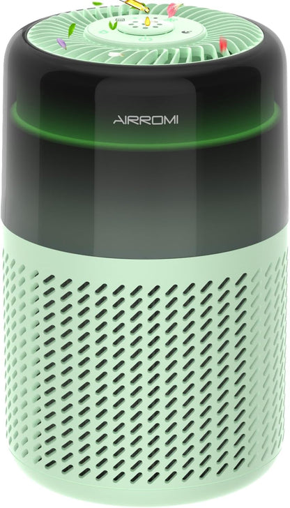 AIRROMI Air Purifier for Bedroom Home,HEPA Filter,Covers Upto 549 Ft²,Quiet 360°intake Air Cleaner with Fragrance ponge for Better Sleep,Night Light,Filters Smoke,Pet Dander,Allergies,Dust,A2005 Green