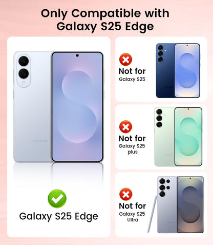 Slim Thin for Samsung Galaxy S25 Edge Case, Compatible with MagSafe, Built-in Camera Lens Protector, Shockproof Protective Phone Case, Soft Electroplated Clear Cover, Rose Gold