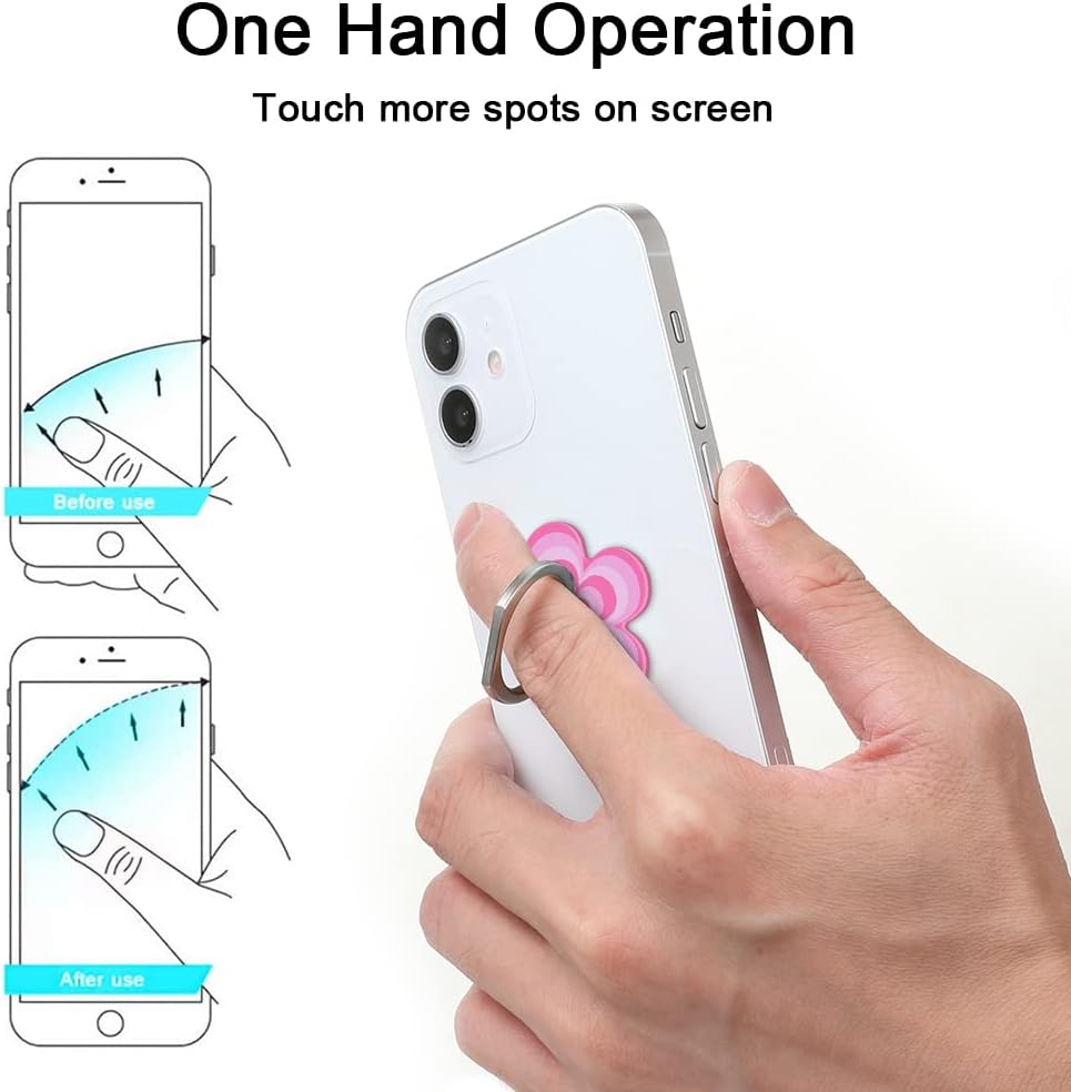 Bonoma Phone Ring Holder with Pink Blue Orange Flowers Design, 3 Pack Universal Finger Ring Stand Grip Kickstand Ring, 360° Rotation Universal Stylish Stand Compatible with All Smartphones