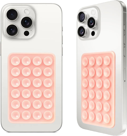 2PCS Silicone Suction Phone Case Mount,Non Slip Suction Cup, Hands-Free Phone Accessories Holder for Selfies and Videos,Silicone Adhesive Stand Sticky for Cell Phone Chalk Pink