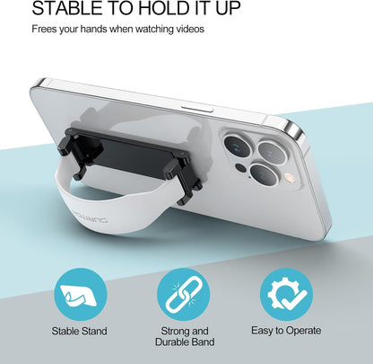 SURITCH Phone Grip Strap Finger Loop Holder for Back of Phone, 2-in-1 Soft Silicone Gripper Kickstand for iPhone Samsung and Most Cell Phone Cases, 3.94" White