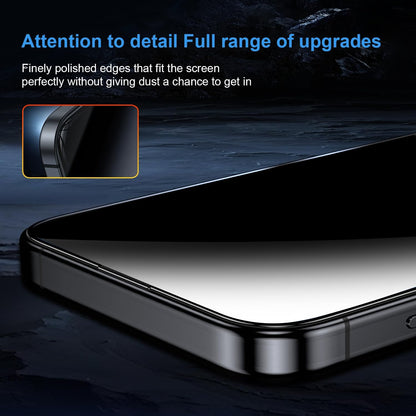OneFish for iPhone 15 Pro Max Privacy Screen Protector, 4-Way 360° Anti-Spy Tempered Glass, 9H Hardness, HD Clear Anti-Fingerprint 3D Curved Edges, Case-Friendly & Easy Installation [2 Pack]