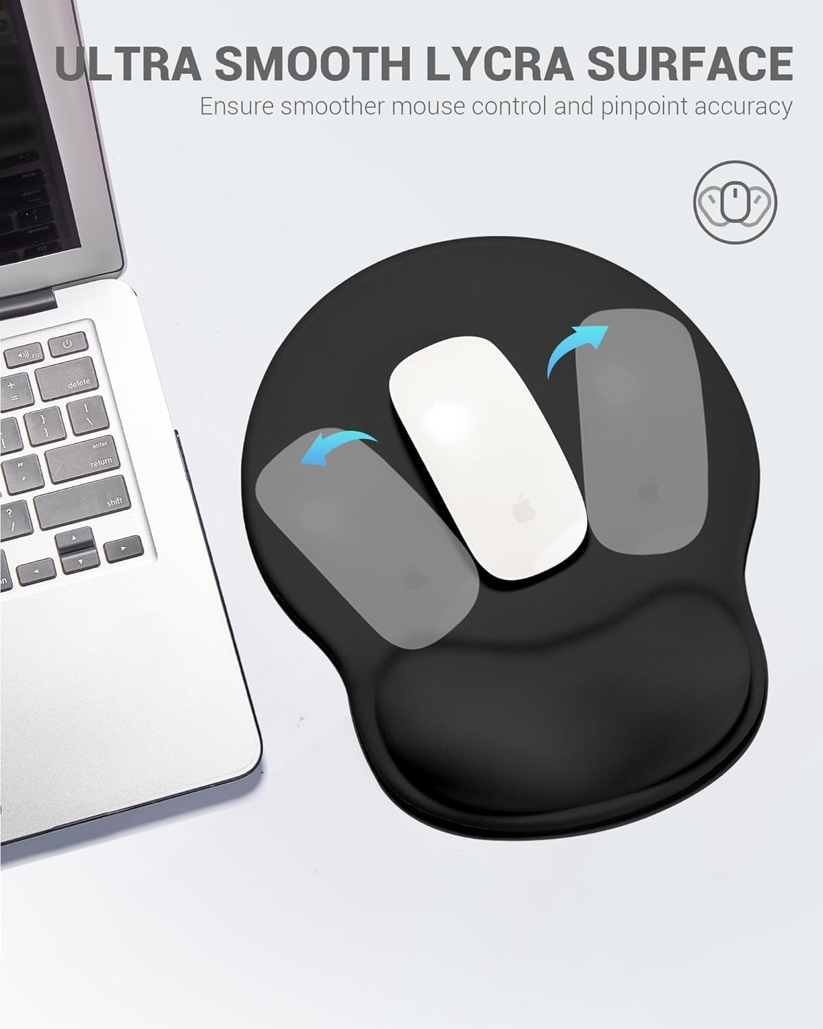 Ergonomic Mouse Pad with Wrist Rest, Large Mousepad(10.6'' x 9''), Wrist Support Mouse Mat with Non-Slip Base, Pain Relief for Laptop & Computer (Black)