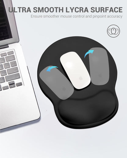 Ergonomic Mouse Pad with Wrist Rest, Large Mousepad(10.6'' x 9''), Wrist Support Mouse Mat with Non-Slip Base, Pain Relief for Laptop & Computer (Black)