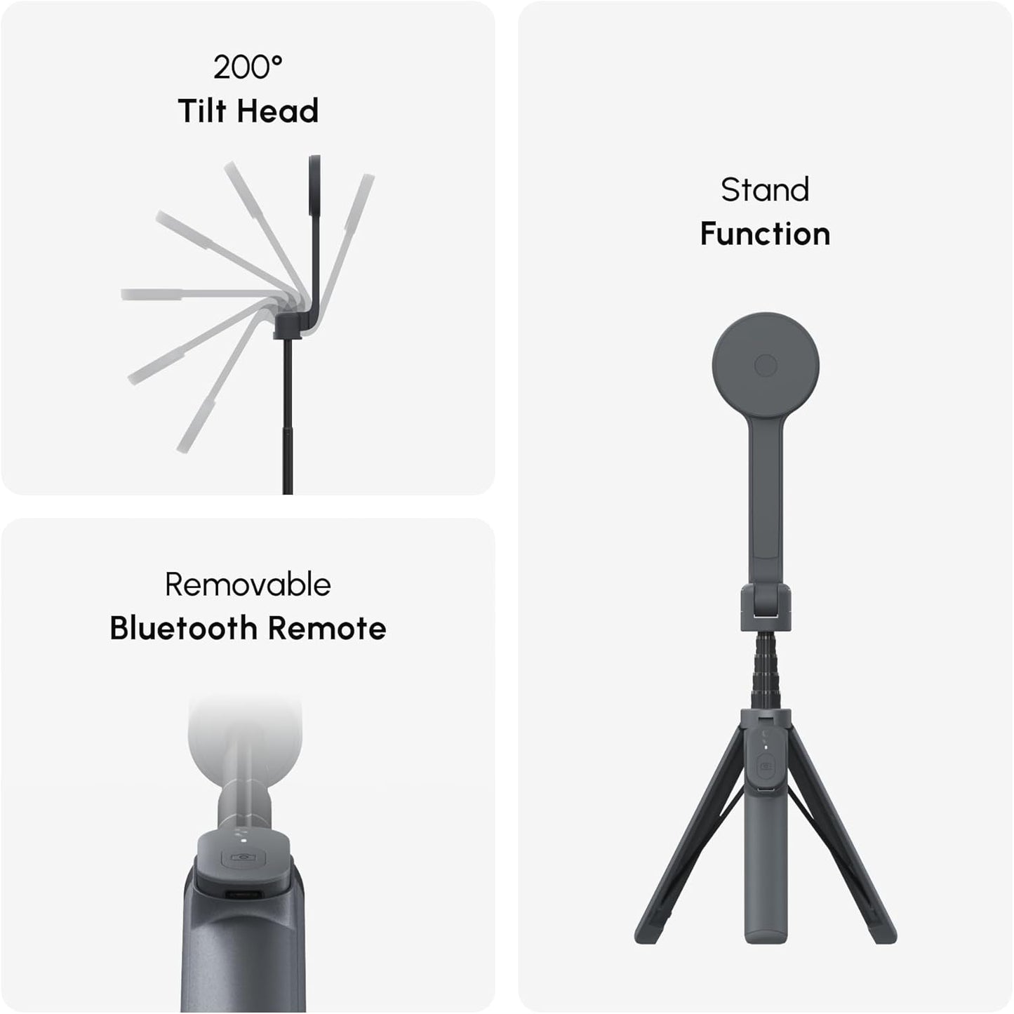 ShiftCam SnapStand Selfie – Magnetic Selfie Stick & Tripod – Compact, Foldable & Extendable with Tilt Head and Magnetic Bluetooth Remote (Stone, SnapStand Selfie)