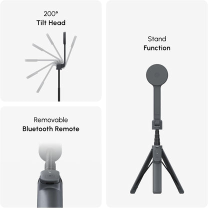 ShiftCam SnapStand Selfie – Magnetic Selfie Stick & Tripod – Compact, Foldable & Extendable with Tilt Head and Magnetic Bluetooth Remote (Stone, SnapStand Selfie)