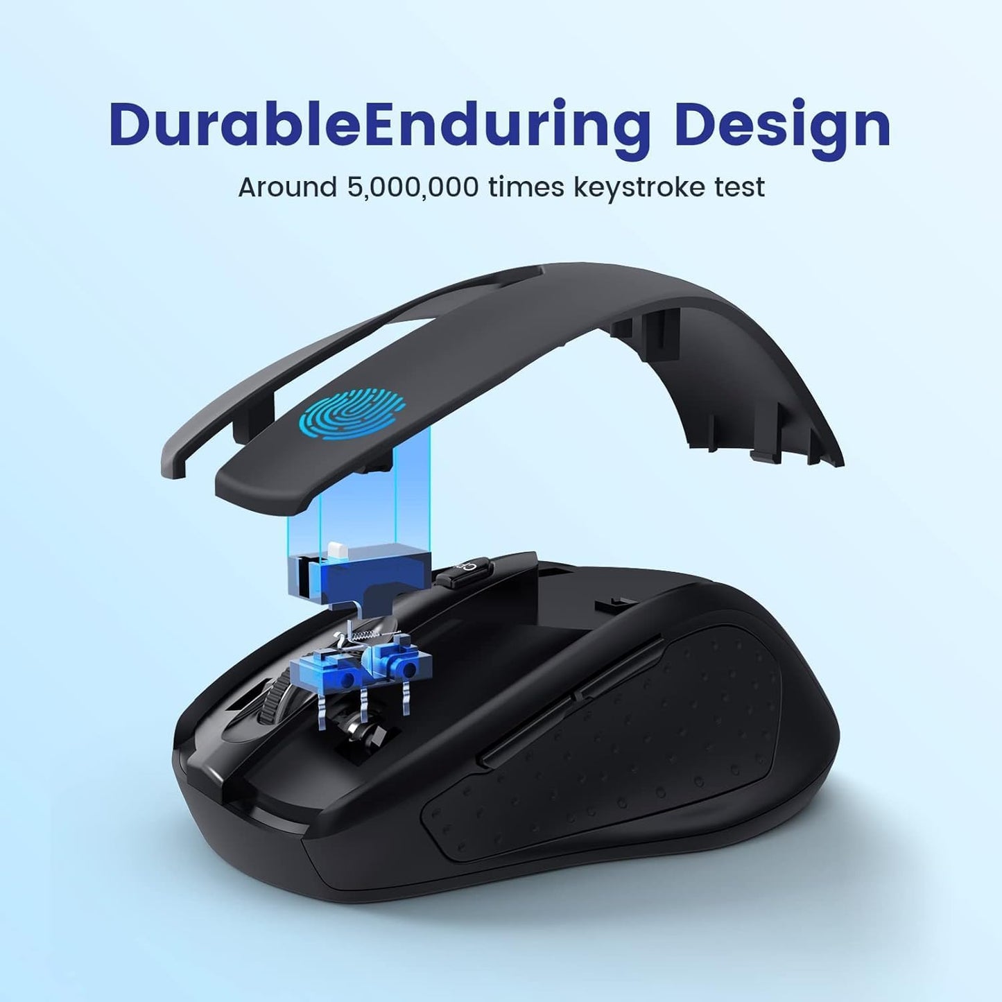 Wireless Mouse, D-09 Computer Mouse USB Cordless Mice for Laptop, Ergo Grips, Lightspeed 5-Level 2400 DPI, 16 Months Battery, Portable for PC Mac Chromebook (2Pack)