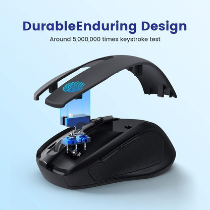 Wireless Mouse, D-09 Computer Mouse USB Cordless Mice for Laptop, Ergo Grips, Lightspeed 5-Level 2400 DPI, 16 Months Battery, Portable for PC Mac Chromebook (2Pack)