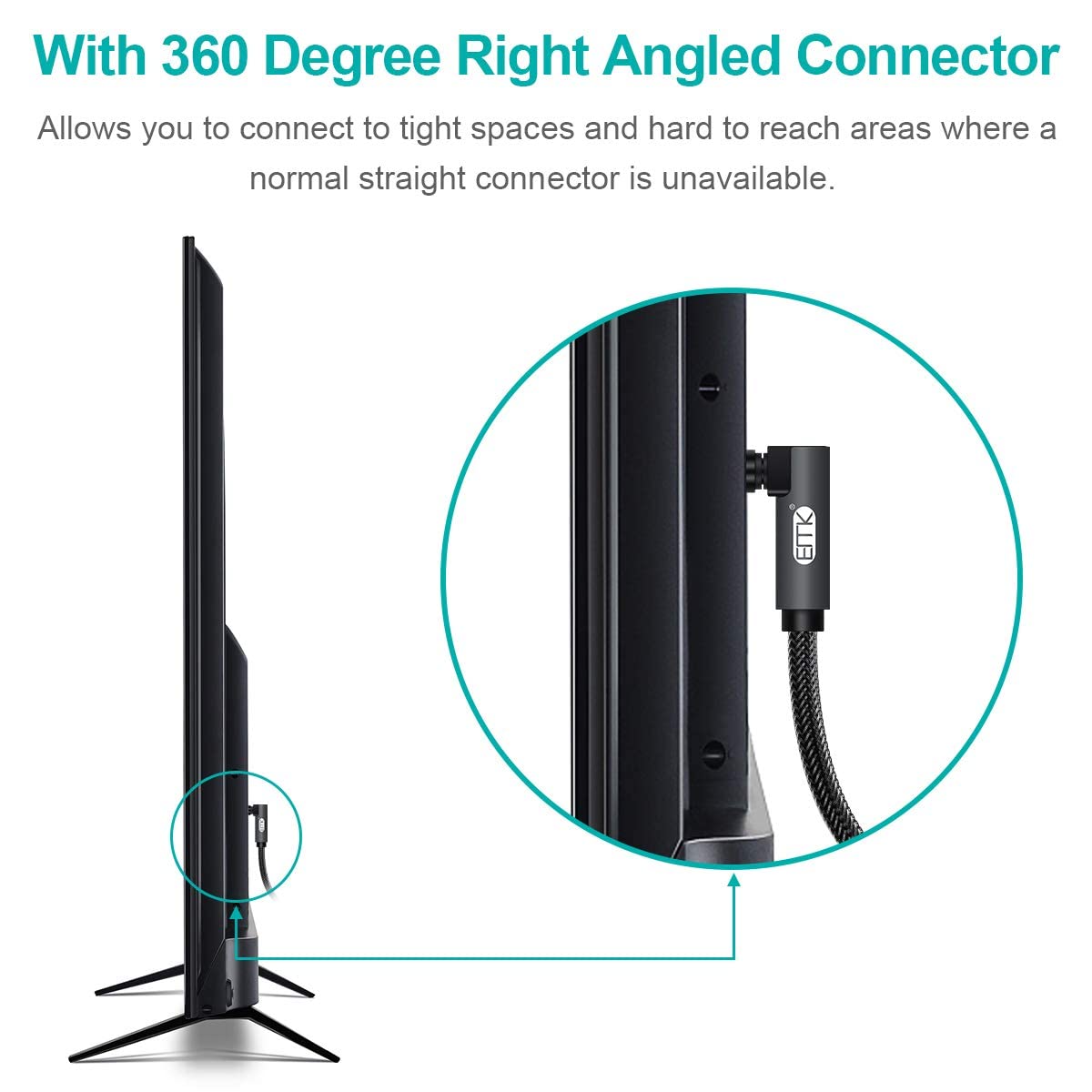 EMK 90 Degree Toslink Optical Cable 360 Degree Free-Rotating Plug Fiber Optic Cable S/PDIF Toslink Male to Male Cable for Home Theater, Sound Bar, TV, PS4, Xbox,Grey (25ft/7.6m)