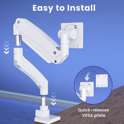 Ultrawide Monitor-Arm Heavy Duty 22-57‘’ - PUTORSEN Aluminum Single Monitor Mount Holds up to 59.4 lbs, Premium Adjustable Desk Mount Stand, VESA 75/100/200 mm, White