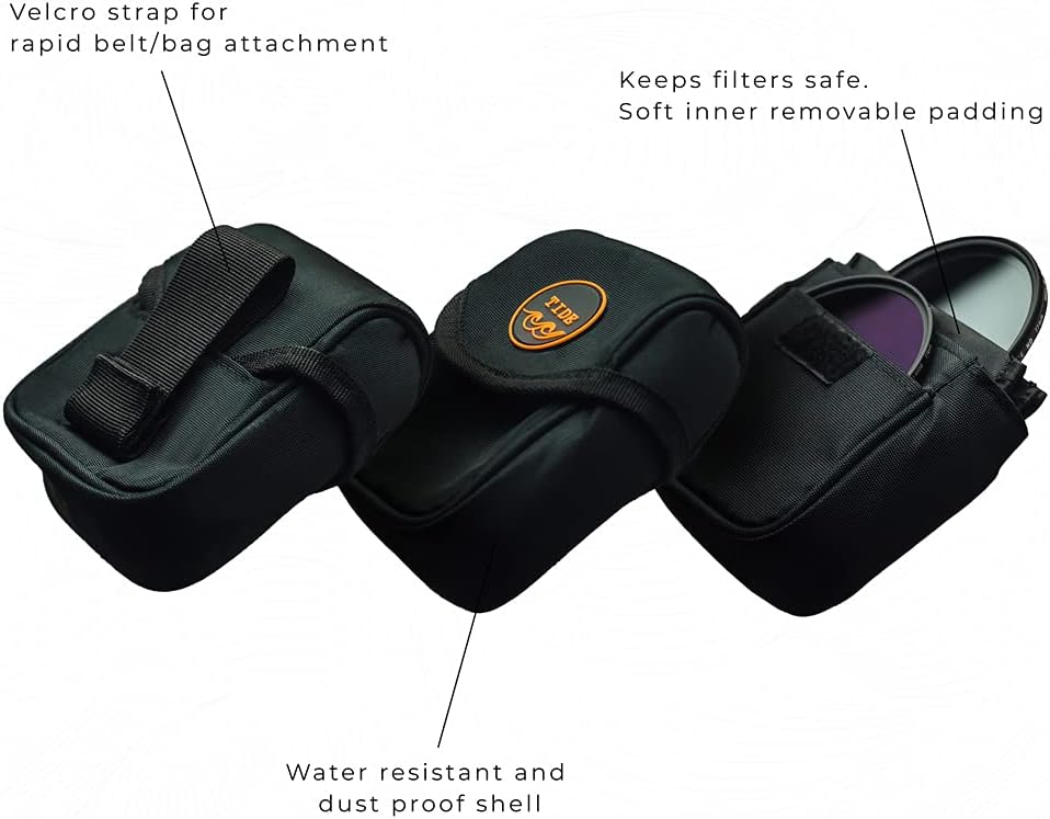 Tide Optics Filter Pouch | Holds 5 Filters Up to 86mm | Durable Protective Case Bag for Photography Camera Filters | Water & Dust Resistant…