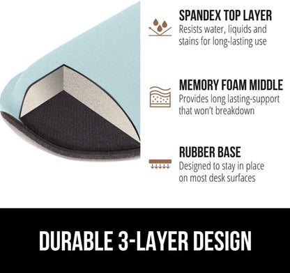 GORILLA GRIP Silky Gel Memory Foam Wrist Rest for Computer Keyboard, Mouse, Ergonomic Design for Typing Pain Relief, Desk Pads Support Hand, Arm, Mousepad Rests, Stain Resistant, 2 Piece Pad Sky Blue