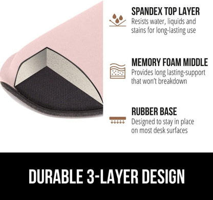 GORILLA GRIP Silky Gel Memory Foam Wrist Rest for Computer Keyboard, Mouse, Ergonomic Design for Typing Pain Relief, Desk Pads Support Hand Arm Mousepad Rests, Stain Resistant, 2 Piece Pad, Light Pink