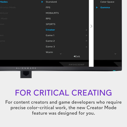 Alienware AW3423DWF Curved QD-OLED Gaming Monitor - 34-inch Quantum Dot OLED 0.1Ms 165Hz 21:9 Curved Display, 99.3% DCI-P3 Color Gamut, VESA DisplayHDR True Black 400, AMD FreeSync Premium Pro - Black