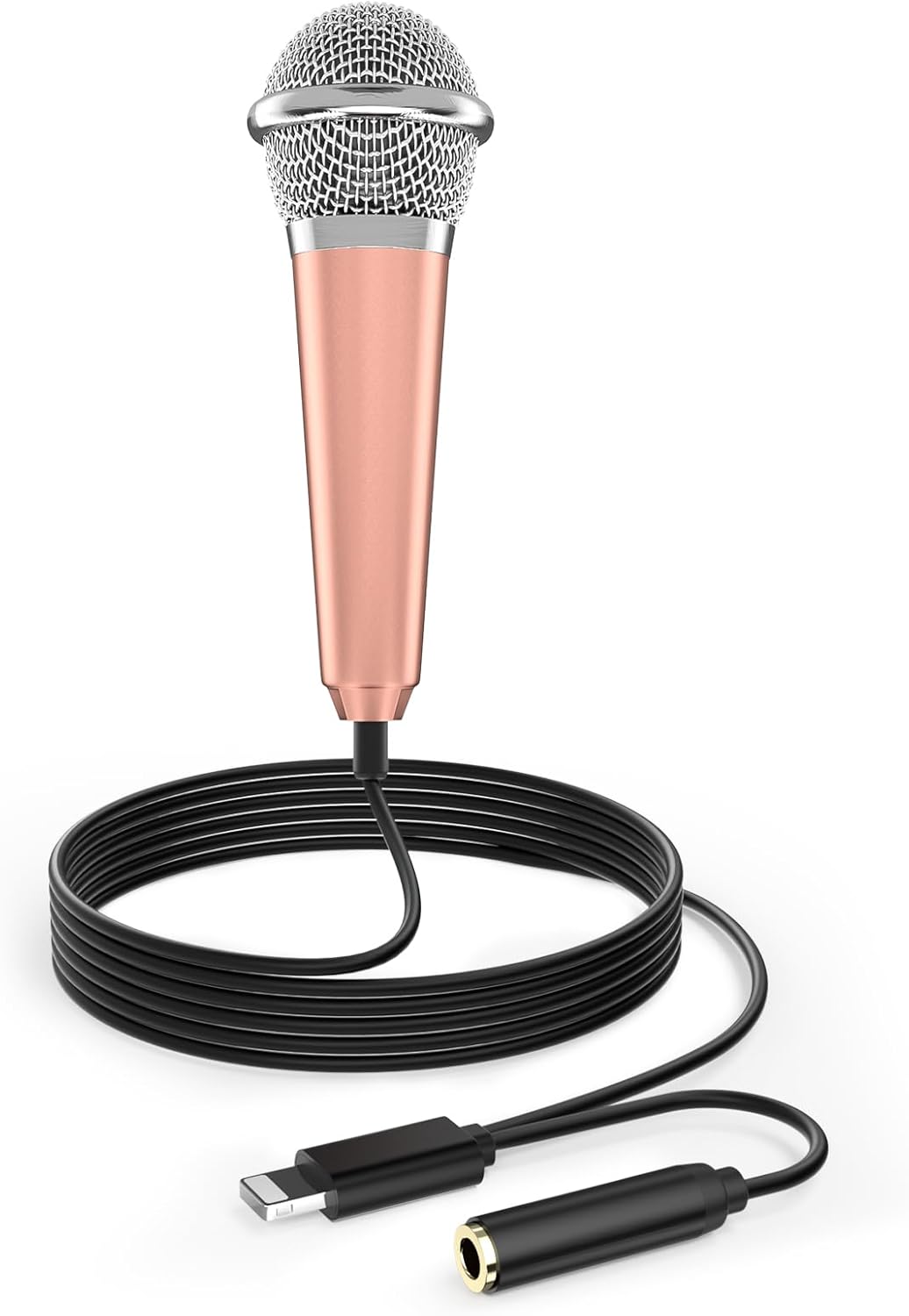 Mini Microphone for iPhone iPad Small ASMR Tiny Microphone for Voice Video Recording Singing, Vlogging, Podcasting YouTube (1 PCS Rose Golden)