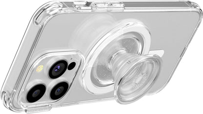 PopSockets Phone Grip for MagSafe with Kickstand, Magnetic Stand, Swappable Top, Secure Hold for iPhone MagSafe Cases, Phone & Tablet Grip - Clear