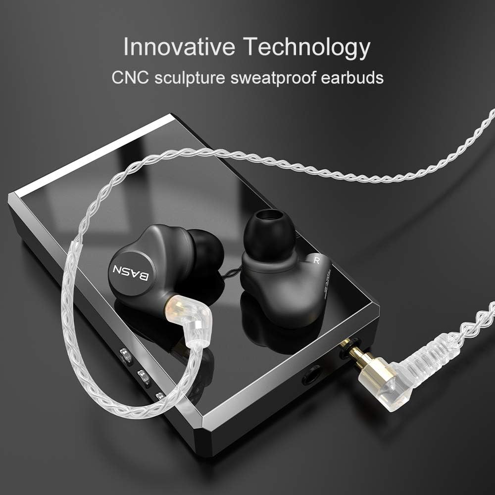 BASN Metalen in-Ear Monitors Headphones,Musicians Noise Isolating 4 Drivers IEMs with Deep Bass, Two Detachable MMCX Cables with Case for Singers,Drummers,Bassists(Gray)