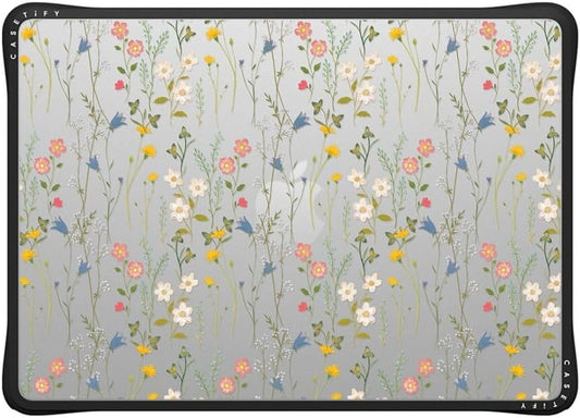 CASETiFY Impact MacBook Air 13.6" (M2-M4) Case [Cushioned Impact Corners/Scratch-Resistant/Anti-Slip Grip] - Dreamy Floral Pattern - Clear Black