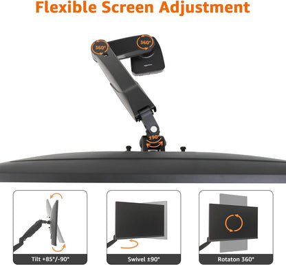 Amazon Basics Gas Spring Single Computer Monitor Arm Mount, Adjustable, Holds up to 27" Monitors, Black