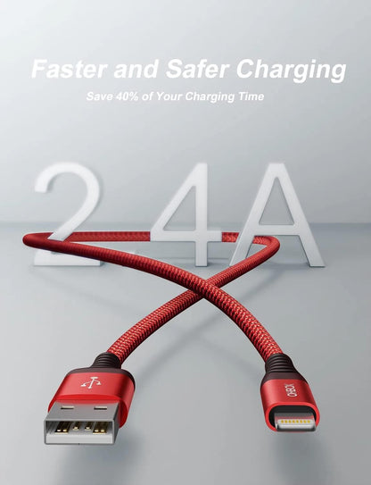 USB to Lightning Cable 6FT, 3Pack iPhone Charger Fast Charging, Heavy Duty iPhone Cables Braided Fast iPhone Charging Cord Compatible with iPhone 14 13 12 11 Pro Max XR XS X 8 7 6 Plus iPad and More