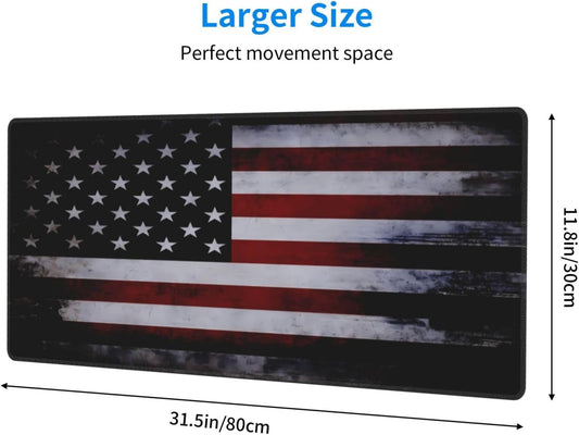 Gaming Mouse Pad American Flag Mouse Mat Non-Slip Rubber Carpet Pad for Computer Keyboard & Gaming Accessories 31.5×11.8 Inches