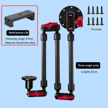 Super Upgraded Magic Arm with LED, 82cm Length, Phone Wall Mount Holder Bracket, Desk Mount, Phone Clip and Camera Clamp（Metal Base +82cm arms+Metal Clip
