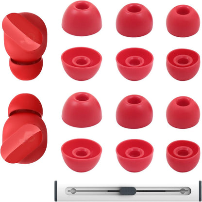 Replacement Silicone Ear Tips for Beats Fit Pro/Studio Buds/Studio Buds+ Headphone, 6 Pairs Earbuds Eartips L/M/S, Eargels Set Fit in Case, Earplug Ear Cap (Red with Pen)