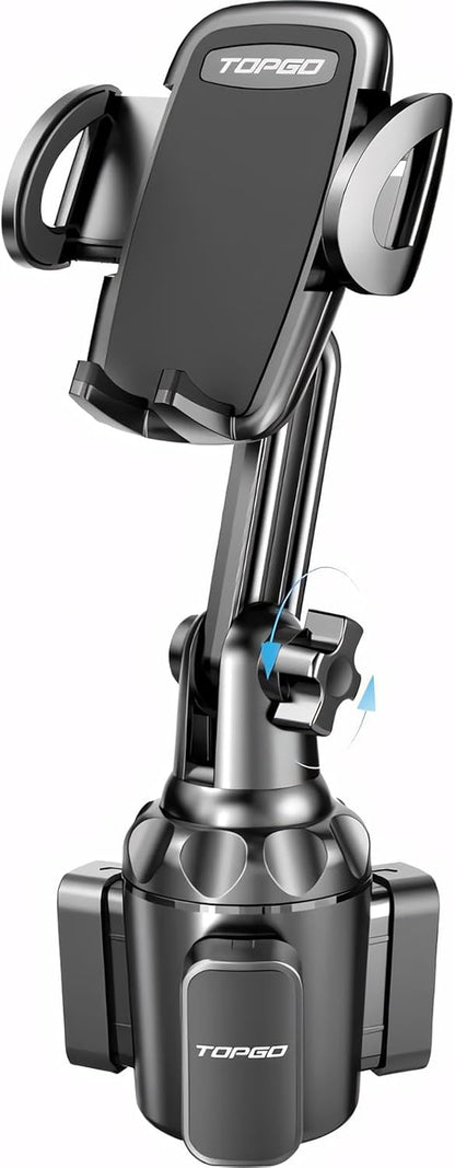 TOPGO Cup Phone Holder for Car, [No Shaking & Stable & Adjustable Pole] Car Cup Phone Mount, Compatible with iPhone 16 and All 4.0-7.0 inches Smartphones - Black