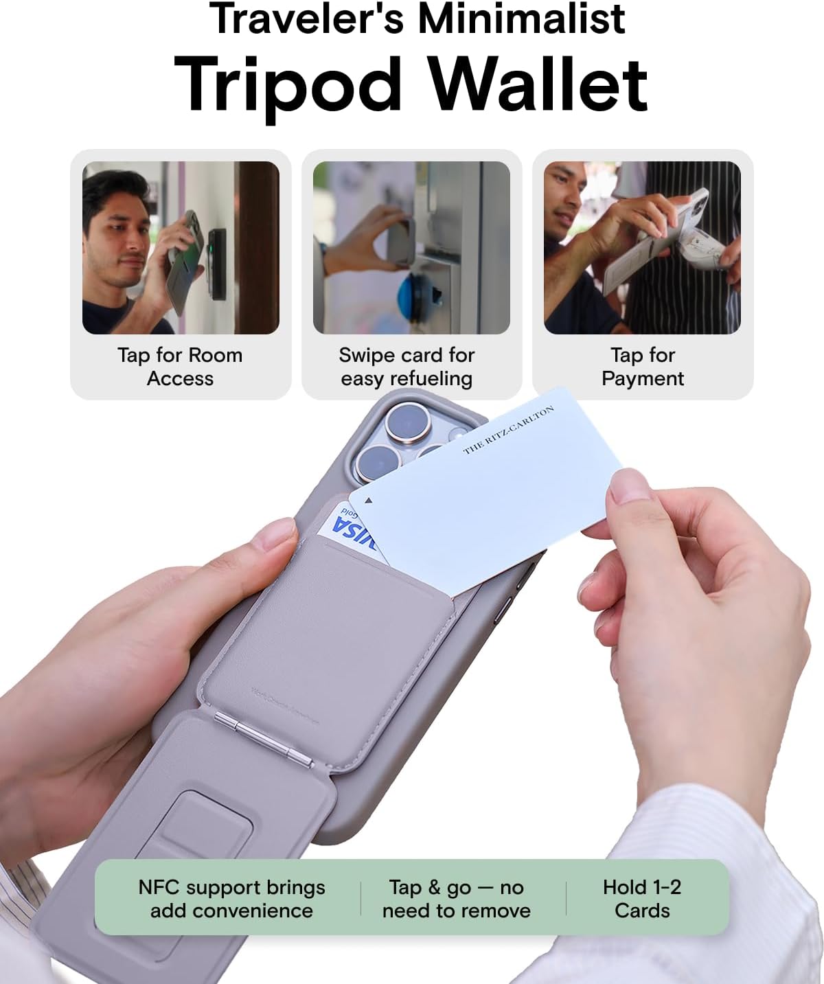 MOFT Phone Tripod Wallet for iPhone, Mulit-Angles, Lightweight & Portable Phone Stand, MOVAS Vegan Leather Magnetic Wallet, Strong Magnets, NFC Card Holder,Travel Essential, Peony (with Card Slot)