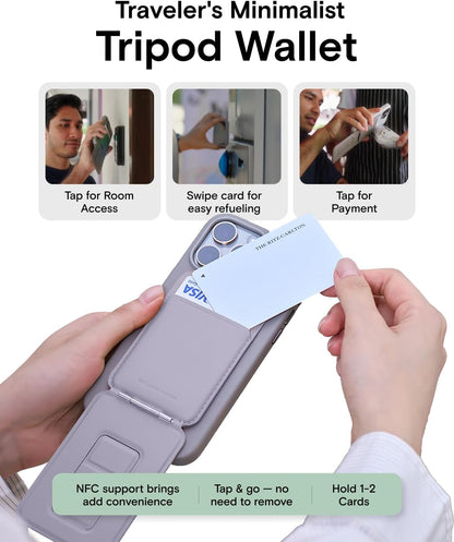 MOFT Phone Tripod Wallet for iPhone, Mulit-Angles, Lightweight & Portable Phone Stand, MOVAS Vegan Leather Magnetic Wallet, Strong Magnets, NFC Card Holder,Travel Essential, Peony (with Card Slot)