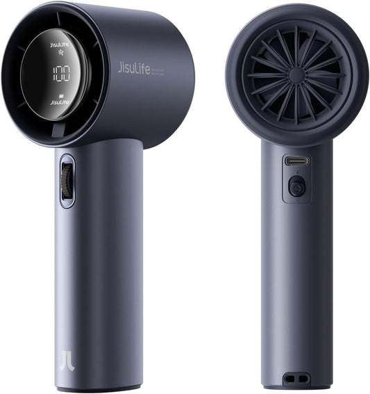 JISULIFE Portable Handheld Fan,Speed(1-100) Adjustable Turbo Mini and 3600mAh Battery Rechargeable Personal Fan,Digital Display,Gifts for Women Men Travel/Camping/Outdoor-Blue