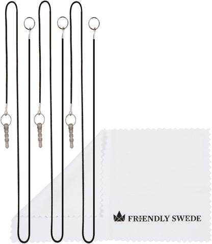 The Friendly Swede Stylus Pen for Touchscreen — 3-Pack 5.5" High Precision Stylus Pen with Replaceable Thin Tips, Elastic Lanyards & Screen Cleaning Cloth - Gold/Silver/Black