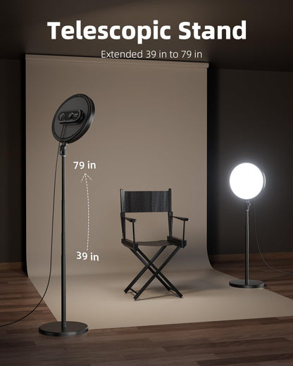 TODI Large Ring Light with 79" Stand, 6500K Full-Screen Selfie Light Ring with Stand and Phone Holder, Professional Big Ring Light for Live Stream, YouTube, TikTok, Makeup, Video, Barber, Photography
