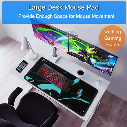 Gaming Mouse Pad, 31.5x15.7 inch Large Extended Computer Keyboard Mouse Mat, Water Resist Non-Slip Mousepad Rubber Base Long XXL Desk Mouse Pad for Work & Gaming, Office & Home, Black Blue