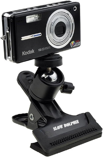 SLOW DOLPHIN Tripod Camera Clip Clamp Flash Reflector Holder Mount with 1/4 Inch Screw 360 Degree Swivel for Studio Backdrop Camera SLR, Digital SLR, Video Came（Black）