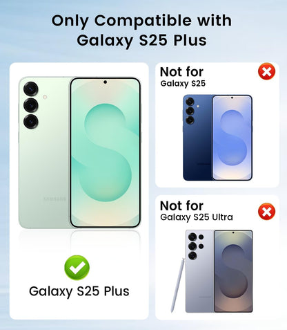 Slim Thin for Samsung Galaxy S25 Plus Case, Compatible with MagSafe, Built-in Camera Lens Protector, Shockproof Protective Phone Case, Soft Electroplated Clear Cover, Sapphire Blue