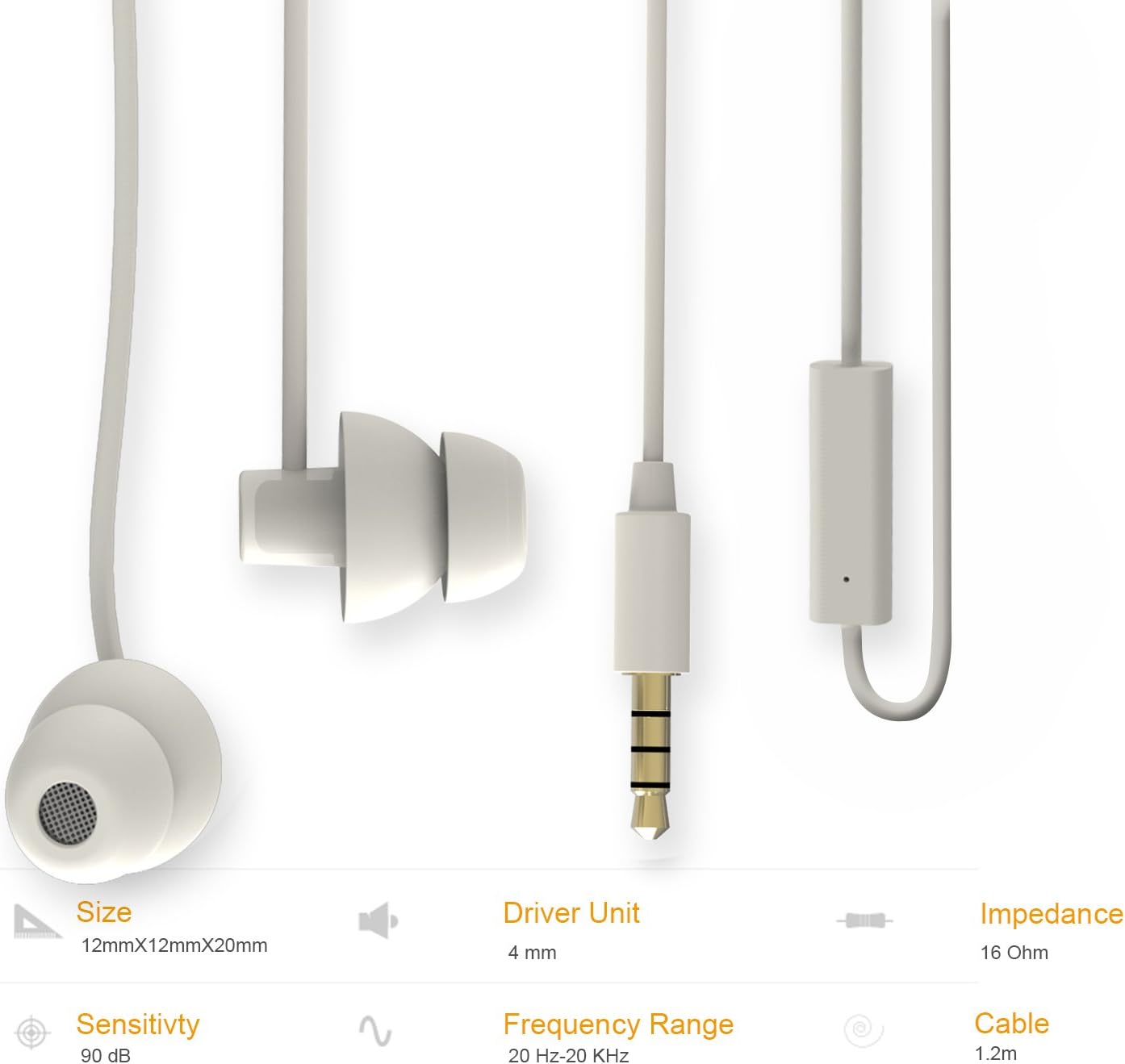 MAXROCK (TM Unique Total Soft Silicon Sleeping Headphones Earplugs Earbuds with Mic for Cellphones,Tablets and 3.5 mm Jack Plug (White)