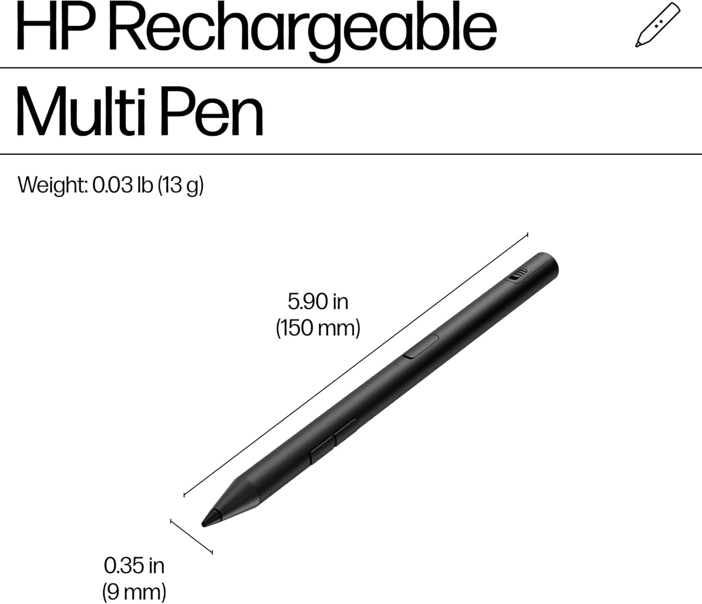 HP 700 Rechargeable Multi Pen Compatible Across Devices/Protocols USBC Charging, Long Battery Life, LED Indicator Customizable Buttons Adjustable Tilt & Pressure Thoughtfully Designed