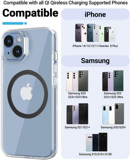 for Magsafe Ring - 10 PCS, Ultra-Thin(0.4mm) Magsafe Sticker, Compatible with iPhone 15 Pro Max, 15 Pro, 15/14/13/12 Series, Samsung Galaxy, Google Pixel Series Black